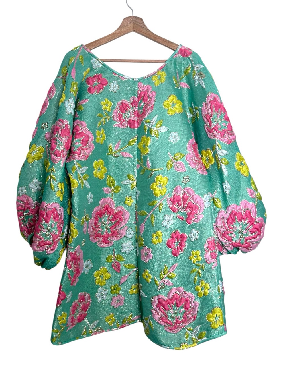 Arianne Elmy Green Good Luck Floral Jacquard Dress Oversized Women’s Size XS - Picture 6 of 9